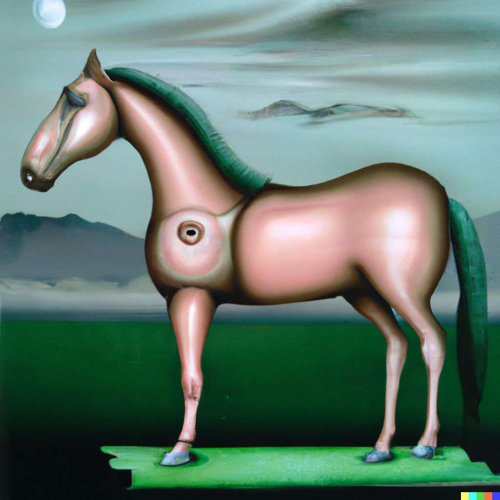 a horse, painting, surrealism style